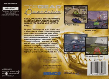 Top Gear Overdrive (Europe) box cover back